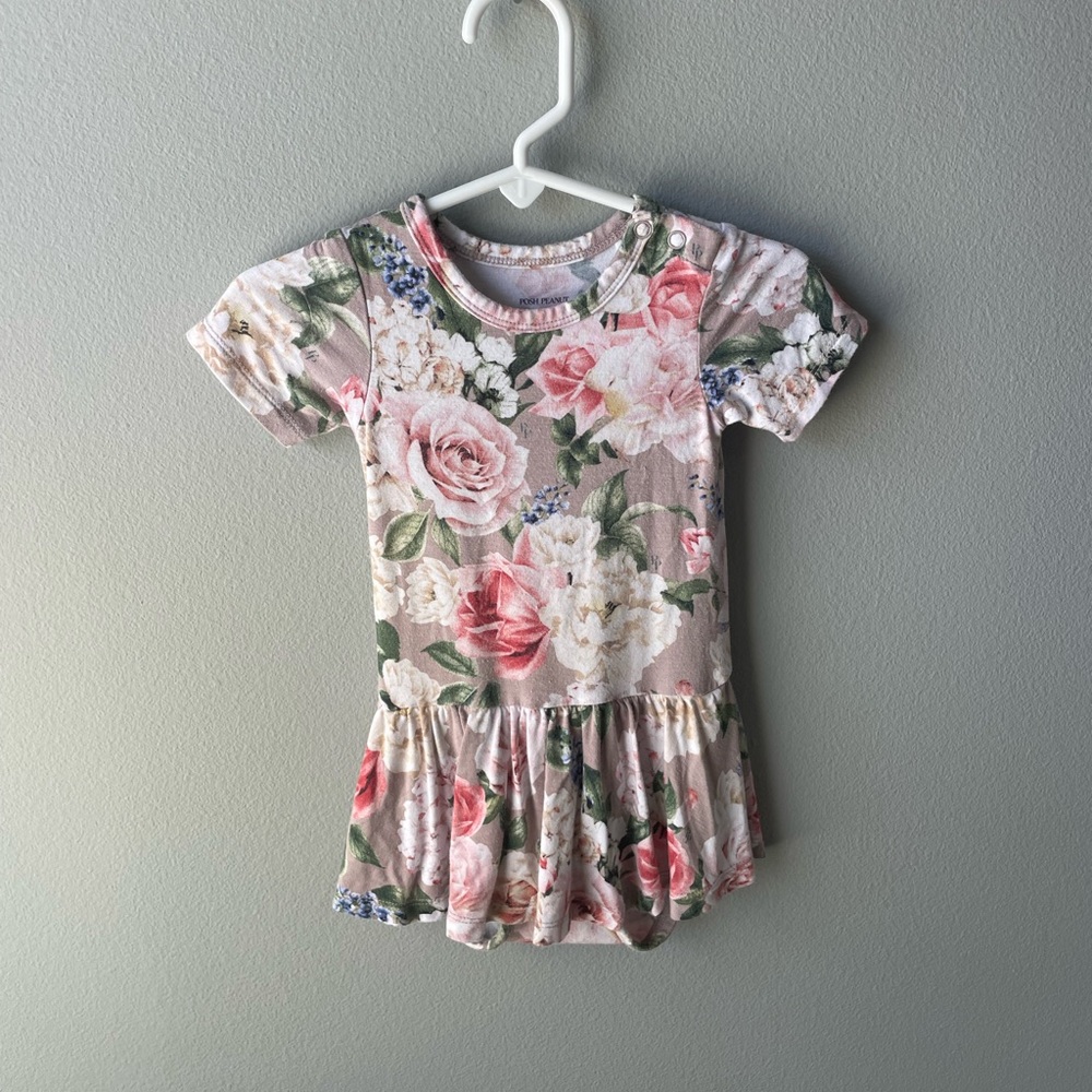 Posh Peanut Cassie Short Sleeve Bamboo Girls Bodysuit Twirl Dress